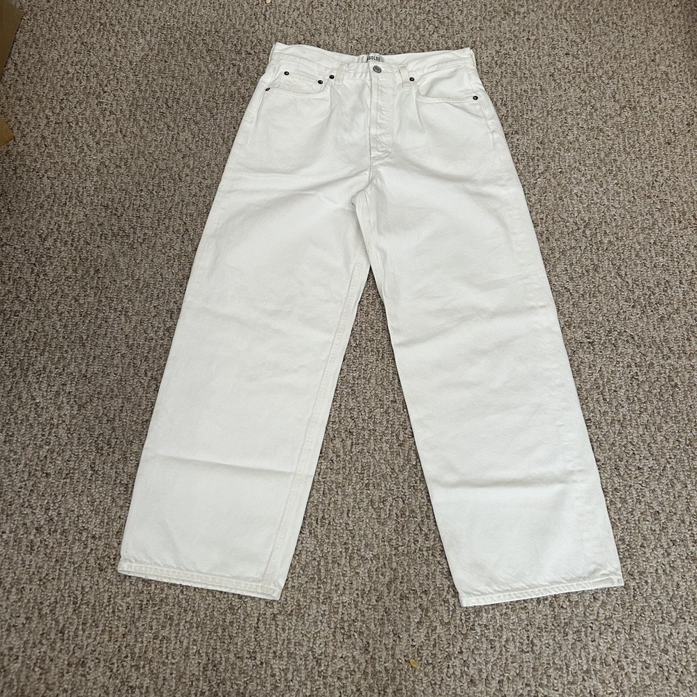 AGOLDE Jeans Womens 27 Low Curve Baggy Straight White Denim Zip Fly